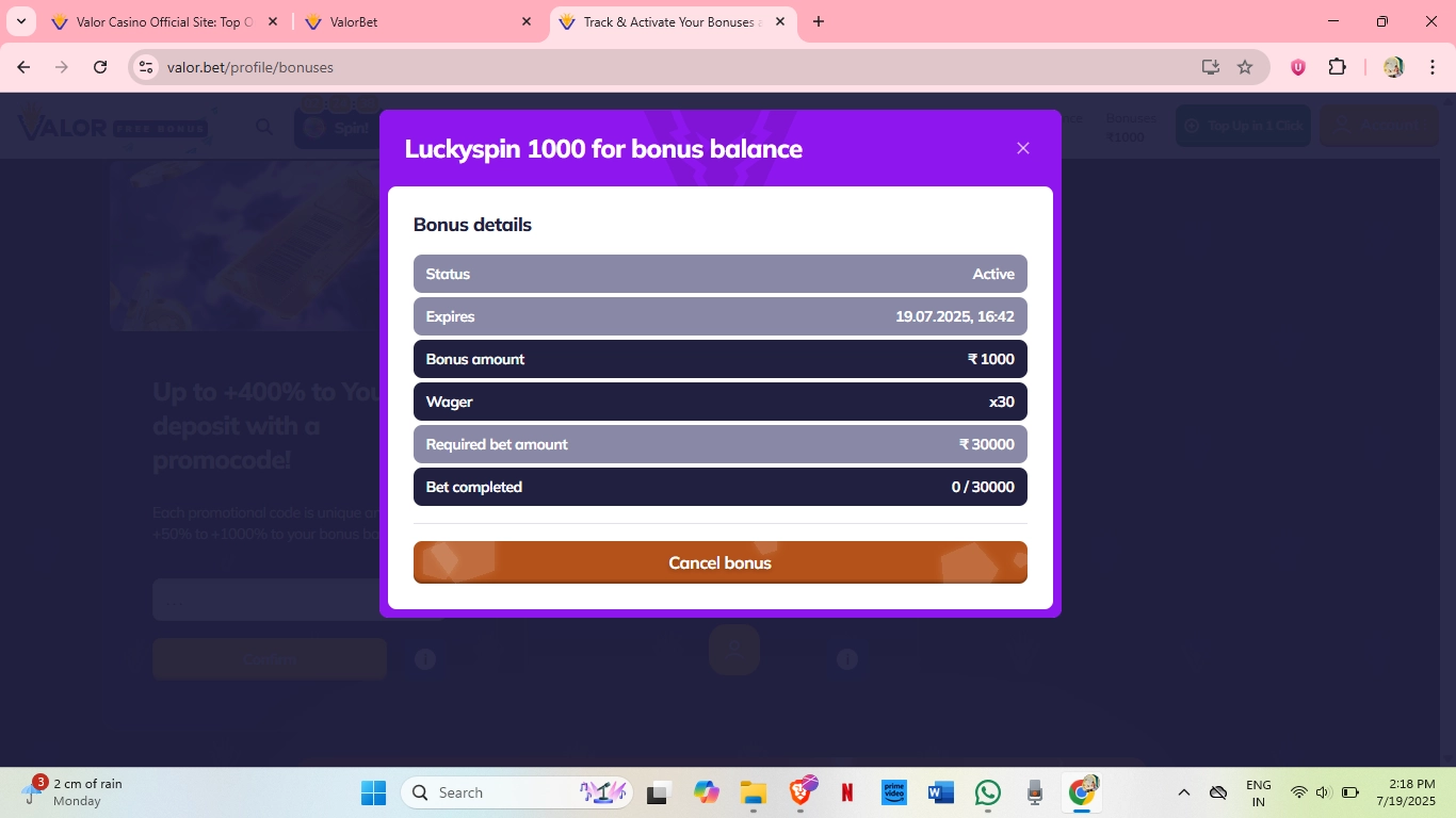 The Best Bonuses from Valor